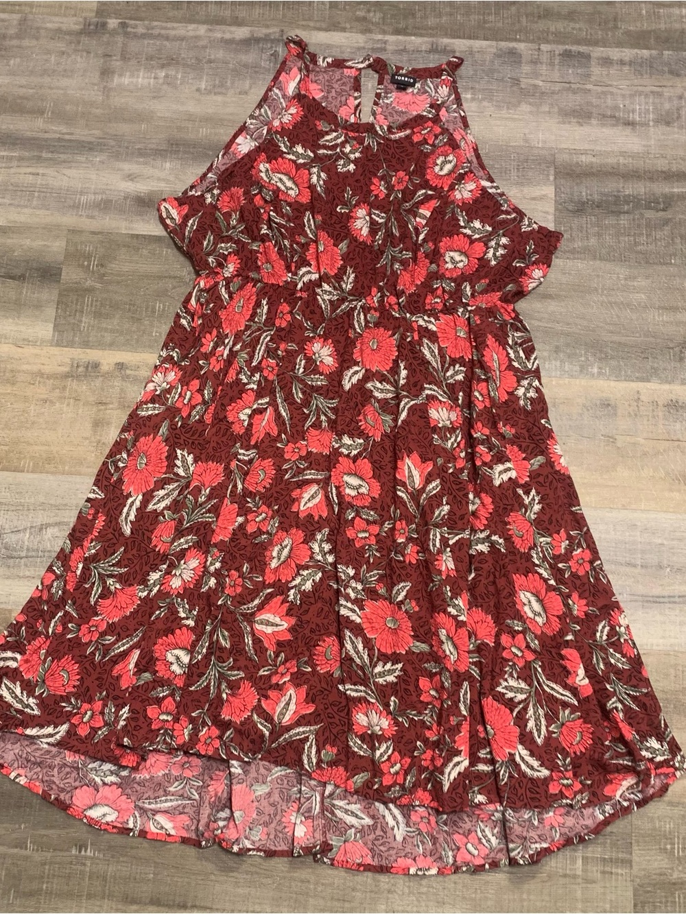 Torrid Size 3 Floral Halter Midi Dress w/Pockets 3X